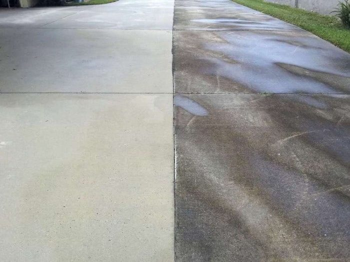 before and after driveway cleaning Mason, OH